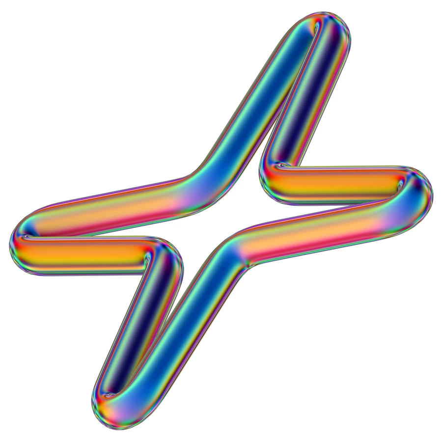 潮流酸性全息金属镭射机能彩虹3D立体几何图形png免抠图片素材【021】